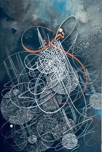 Muhammad Zubair, 24 x 36 Inch, Acrylic on Canvas, Calligraphy Painting, AC-MZR-030